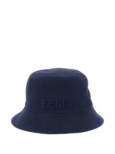 Двусторонняя панама с вышитым логотипом Fendi, синий