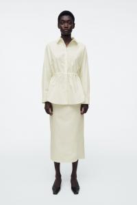 Хлопковая юбка миди COS, бледно-желтый