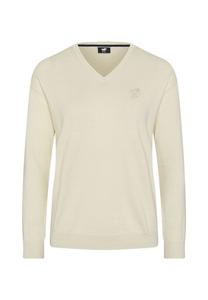 Пуловер с V-образным вырезом и вышивкой этикеток POLO SYLT, цвет Whisper White