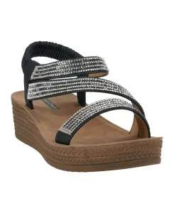 Женские босоножки-танкетки Ruby с перекрещивающимися ремешками и декоративными элементами GC Shoes, черный