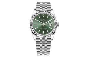 ROLEX Часы Unisex с автоматическим механическим механизмом Log Series, 36 мм, зеленый циферблат