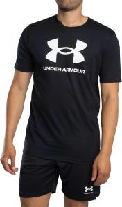 Мужская спортивная футболка с коротким рукавом с логотипом Under Armour, (001) Black/White