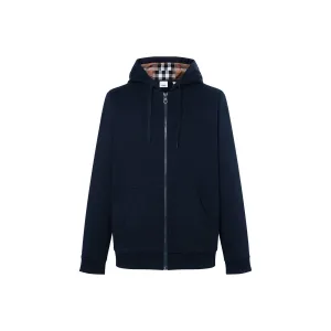 Burberry Худи с вышитым логотипом и молнией, Navy Blue
