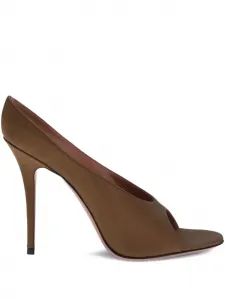 Атласные босоножки Anok 105 с открытым носком Amina Muaddi, коричневый