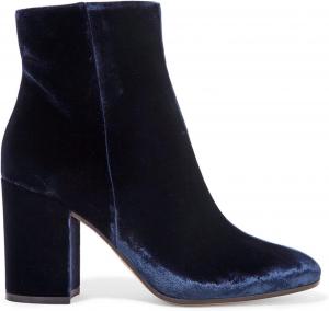 Бархатные ботильоны на массивном каблуке для женщин, классические ботинки с круглым носком, короткие ботильоны с модным боковым молнией, для вечеринок, повседневные ботильоны на высоком каблуке Generic, Blue