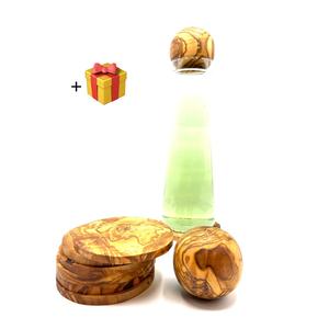 Подставки для бутылок из оливкового дерева Кнопка-шар для графинов Ø 8 см плюс 6 круглых подставок Защита стола, деревянный шар, устойчивый к царапинам, антибактериальный Olivenholz-Erleben, коричневый