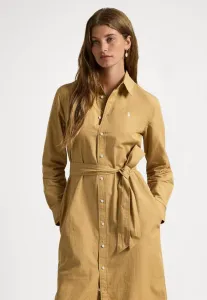 Платье-Рубашка из хлопка и льна с поясом Polo Ralph Lauren, Classic Camel