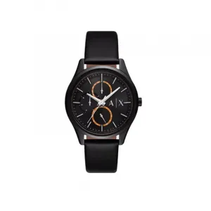 ARMANI EXCHANGE AE Wrist Watch, кварцевый механизм, кожаный ремешок, черный циферблат, 42 мм, мужские часы