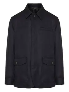 Жакет с карманами в елочку Brioni, синий