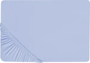 Простыня на резинке BELIANI, синяя, хлопок, 160 x 200 см, с высоким карманом, эластичная резинка, высота кармана 30 см, современный, для матраса, аксессуар для мебели для спальни Beliani