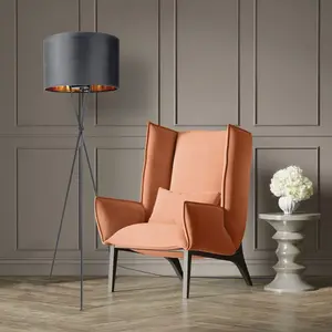 Торшер Paco Home "Kate uni Color", лампа E27 | без лампочки, торшер-тринога для гостиной, велюр, высота 177,5см, филигрань E27 Рост: 177,5 см, черный