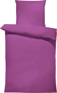 Комплект постельного белья из 4 предметов, однотонный, 155x220 см, фиолетовый, однотонный, из хлопка-перкаля, большой размер One-Home
