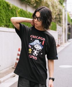 Футболка с принтом Peanuts x MLB, коллекционная, черная