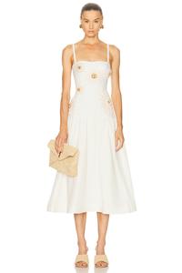 Тропическое льняное платье миди Patbo, Off White