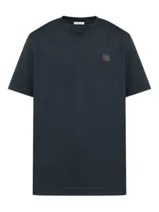 Хлопковая футболка с нашивкой-логотипом MONCLER, синий