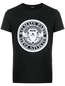 Футболка с принтом BALMAIN, черный