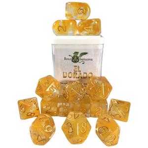 Аксессуары Role 4 Initiative R4I Dice w/Arch'd4: Diffusion - El Dorado w/ Metallic Gold (15)