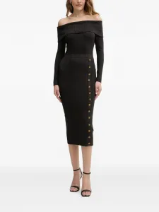 Миди-платье на пуговицах с открытыми плечами Guess Usa, коричневый