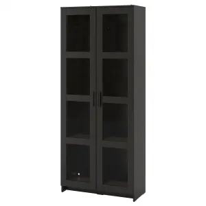 Шкаф со стеклянной дверью IKEA BRIMNES, 80x190 см, черный