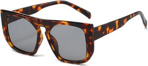 Модные квадратные солнцезащитные очки для женщин в стиле ретро, ​​желто-синие, с защитой от УФ-излучения UV400, для мужчин, трендовые солнцезащитные очки с леопардовым принтом 13179 Melrose, Leopard Grey