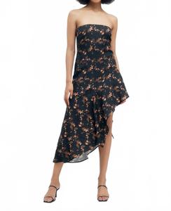 Платье без бретелей Pressed Petals Free Flow с черным цветочным принтом THIRD FORM