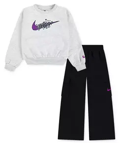 Комплект для малышек и девочек из 2 предметов: худи и карго-штаны Nike, черный