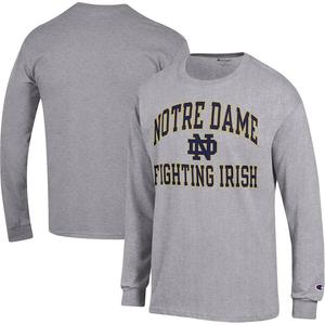 Мужская футболка Champion Heather Grey Notre Dame Fighting Irish High Motor с длинным рукавом, цвет Ntd Grey