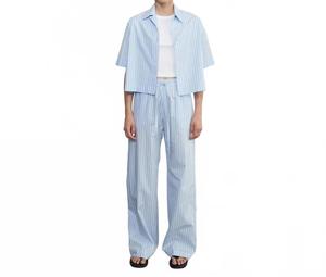 Enza Costa Рубашка из поплина "Маринерс" в светло-голубую/белую полоску