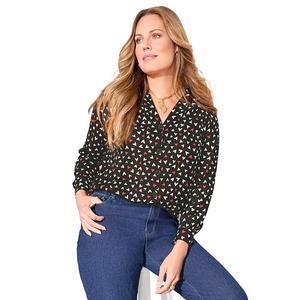 Блузка с V-образным вырезом Lily для женщин plus size Catherines, Black Sketch Hearts