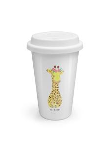 Mr. & Mrs. Panda Термокружка с изображением белого жирафа и цветочным венком (без надписи