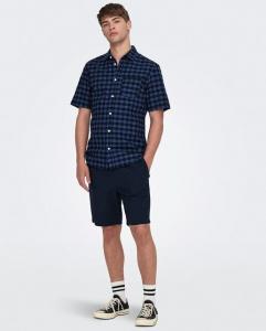 Мужские льняные брюки-бермуды Only & Sons, темно-синий