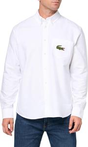 Мужская рубашка Lacoste с длинным рукавом и большим принтом крокодила, White & White