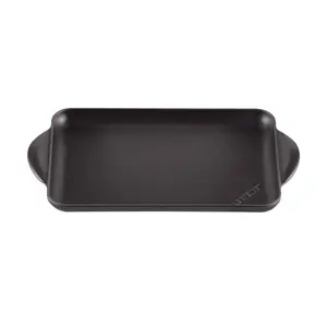Прямоугольная чугунная жаровня Le Creuset, 22х39х3 см, чёрный матовый