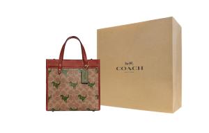 COACH Полевая холщовая сумка тоут из искусственной кожи
