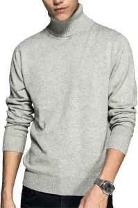 Мужской тонкий водолазный свитер с косой вязкой