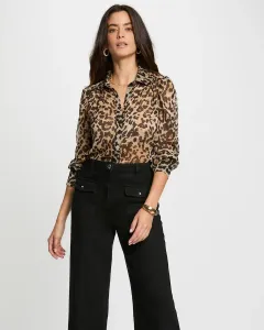 Женская блузка из шифона с принтом Morgan, коричневый/оранжевый