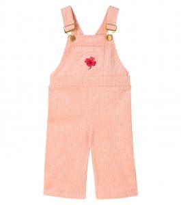 Детский вышитый хлопковый вельветовый комбинезон Mini Rodini, розовый