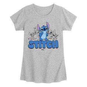 Футболка с принтом Lilo & Stitch для девочек 7-16 лет Disney, Heather Gray