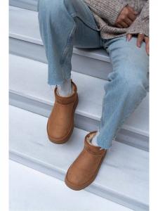 Trendyol Кожаные ботильоны светло-коричневого цвета