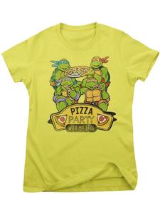Футболка Pizza Party With My Bros Girly Tee желтого цвета Teenage Mutant Ninja Turtles