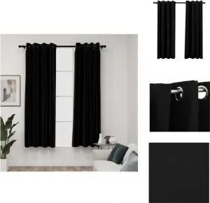 Плотные шторы с люверсами, под лен, 2 шт., черные, 140 x 175 см - Шторы и портьеры vidaXL