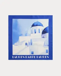 Женский шелковый платок с принтом Lauren Ralph Lauren, светло-голубой