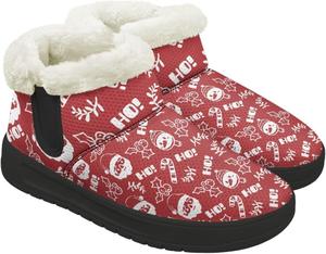 Женские зимние снежные ботинки, теплые ортопедические туфли, кроссовки на липучке с поддержкой свода, мягкие ботиночки для улицы Chririnla, Santa Claus Snowman Print