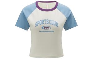 Reebok Футболка с рукавом реглан женская светло-голубая/белая