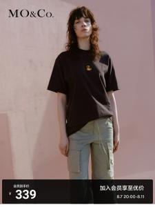 Футболка женская Moco с короткими рукавами, черный / белый