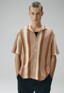 Рубашка с коротким рукавом в полоску стандартного кроя Next, Rust Brown