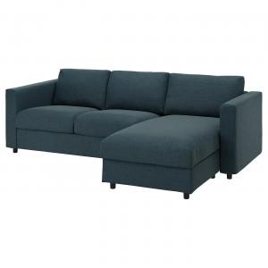 3-местный диван VIMLE IKEA, цвет with chaise longue/hillared dark blue