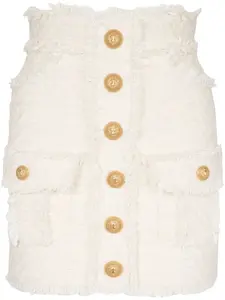 Мини-юбка из твида BALMAIN, нейтральный