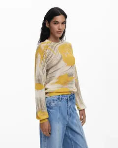 Женский джемпер с фактурным узором Arty Desigual, желтый