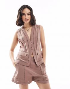 Жилет с отделкой-лесенкой цвета мокко Asos Design